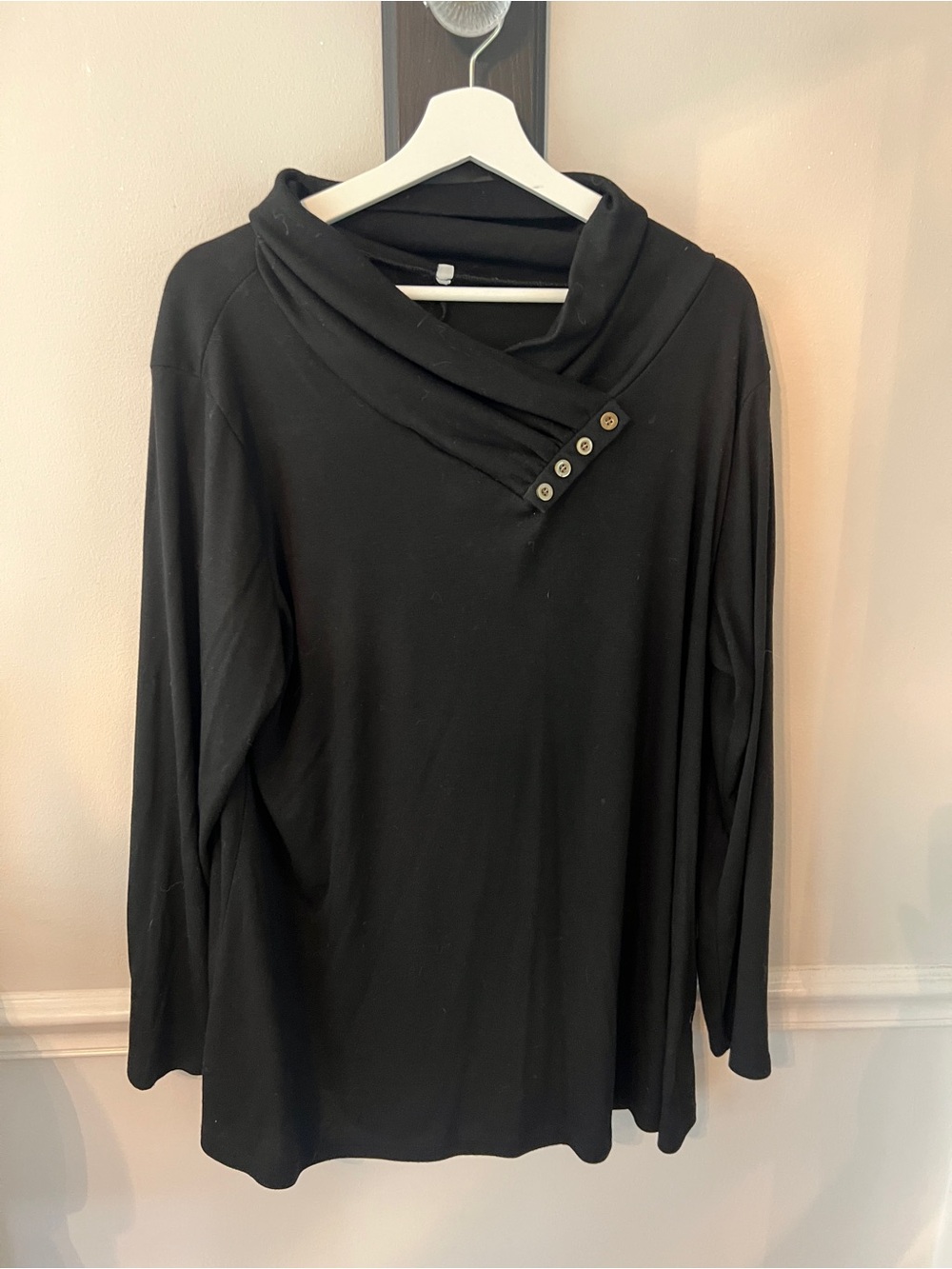 Women’s Black Button-Accent Cowl Neck Sweater